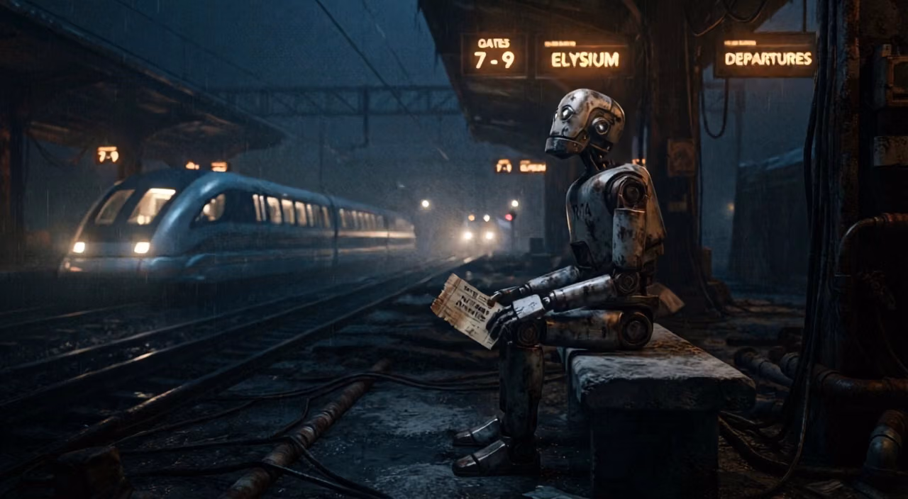 El robot en el andén abandonado