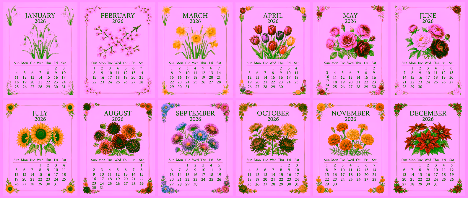 Floral Botanical 2026 Calendar