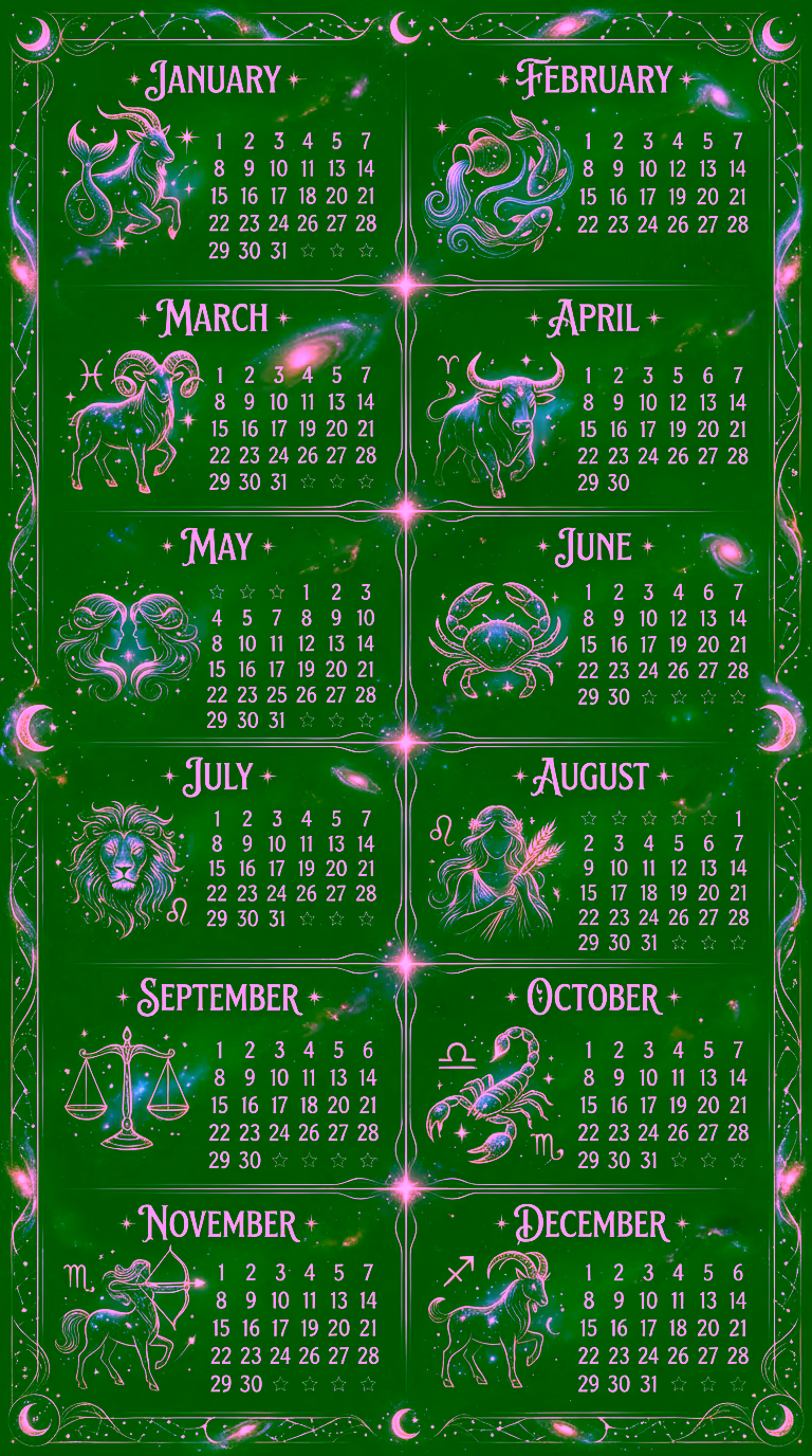 Zodiac Astrology 2026 Calendar