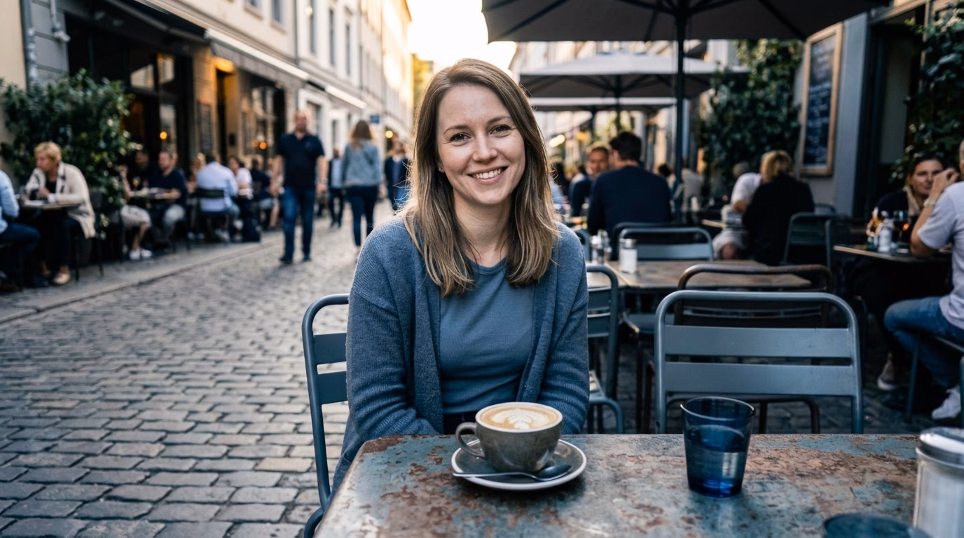 Correção de cor retrato café - Nano Banana Pro