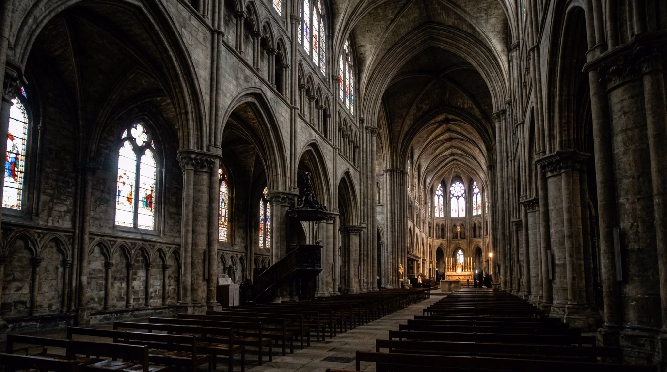 Recuperação de iluminação catedral gótica - Nano Banana Pro